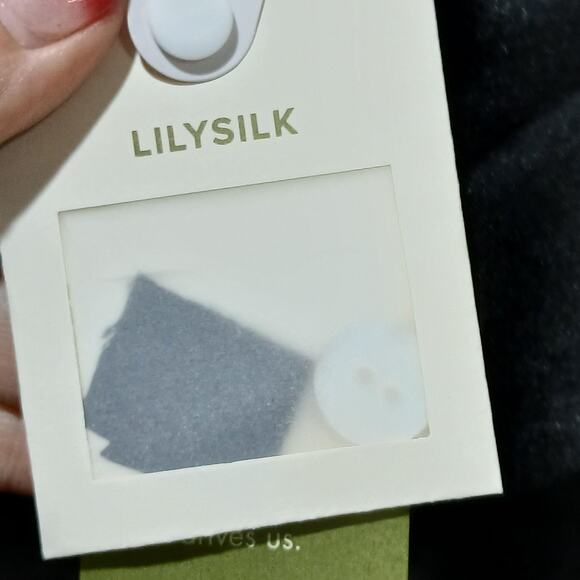 LILYSILK Pajama Set Womens Large Black 100% Mulberry Silk Machine Washable NWT - Picture 4 of 16